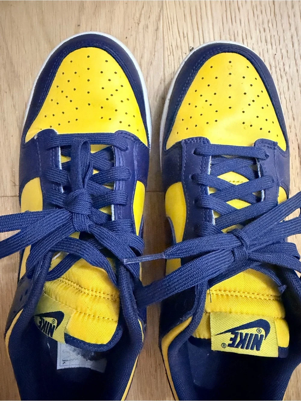 Nike Mens Michigan Dunks Low-Top Sneakers in Navy and Yellow